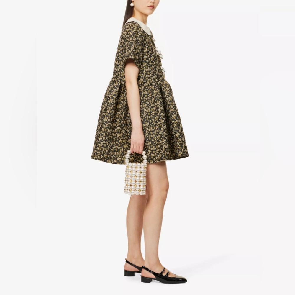 🆕Sister Jane ‘Star Bloom’ Floral Jacquard Mini Dress W Cream Bows - Picture 3 of 7